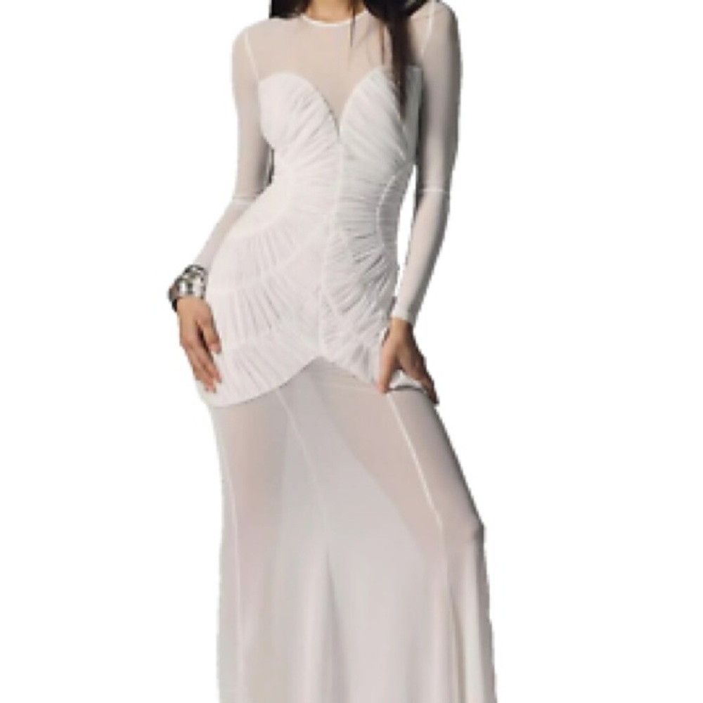 Anthropologie White Long Sleeve Dress